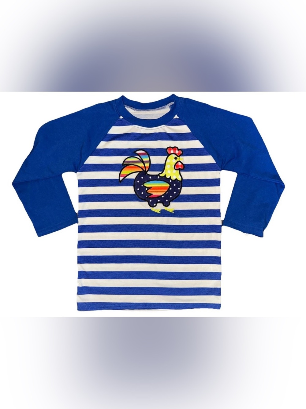 NEW Boutique Rooster Rainbow Colorful Farm Long Sleeve Girls Boys 6/7 Fall Shirt